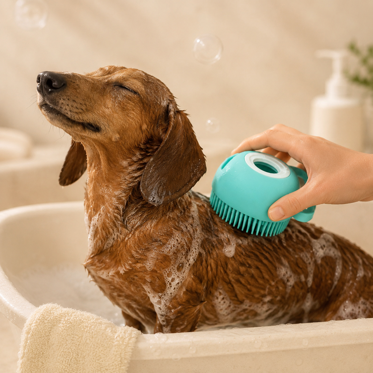 2-in-1 Self-Dispensing Pet Shampoo Brush